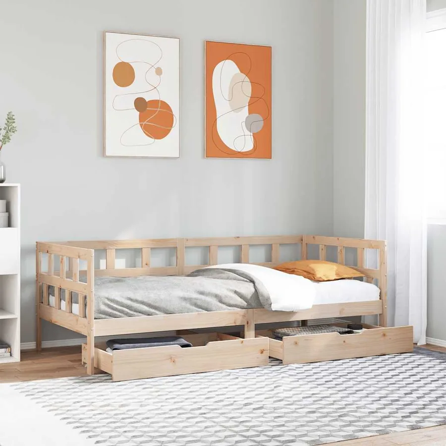 Lit de jour avec tiroirs sans matelas 80x200 cm bois massif