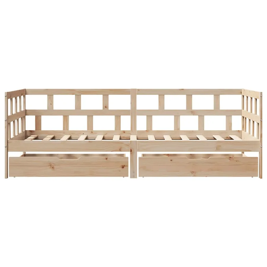 Lit de jour avec tiroirs sans matelas 80x200 cm bois massif - 4