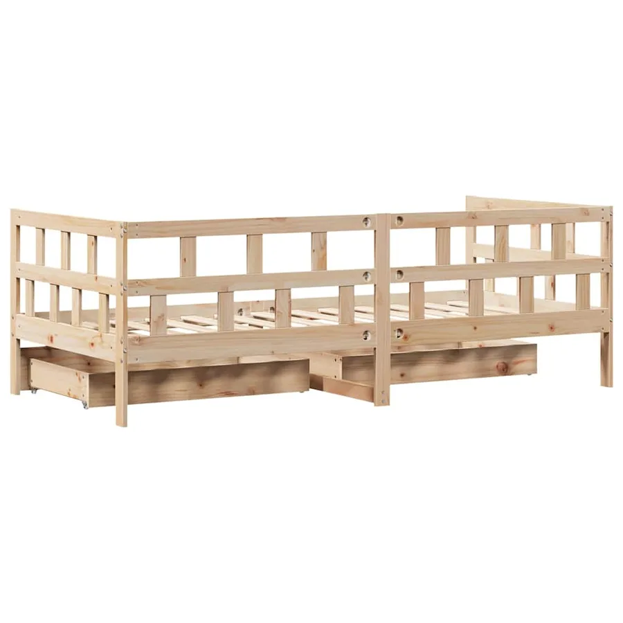 Lit de jour avec tiroirs sans matelas 80x200 cm bois massif - 8