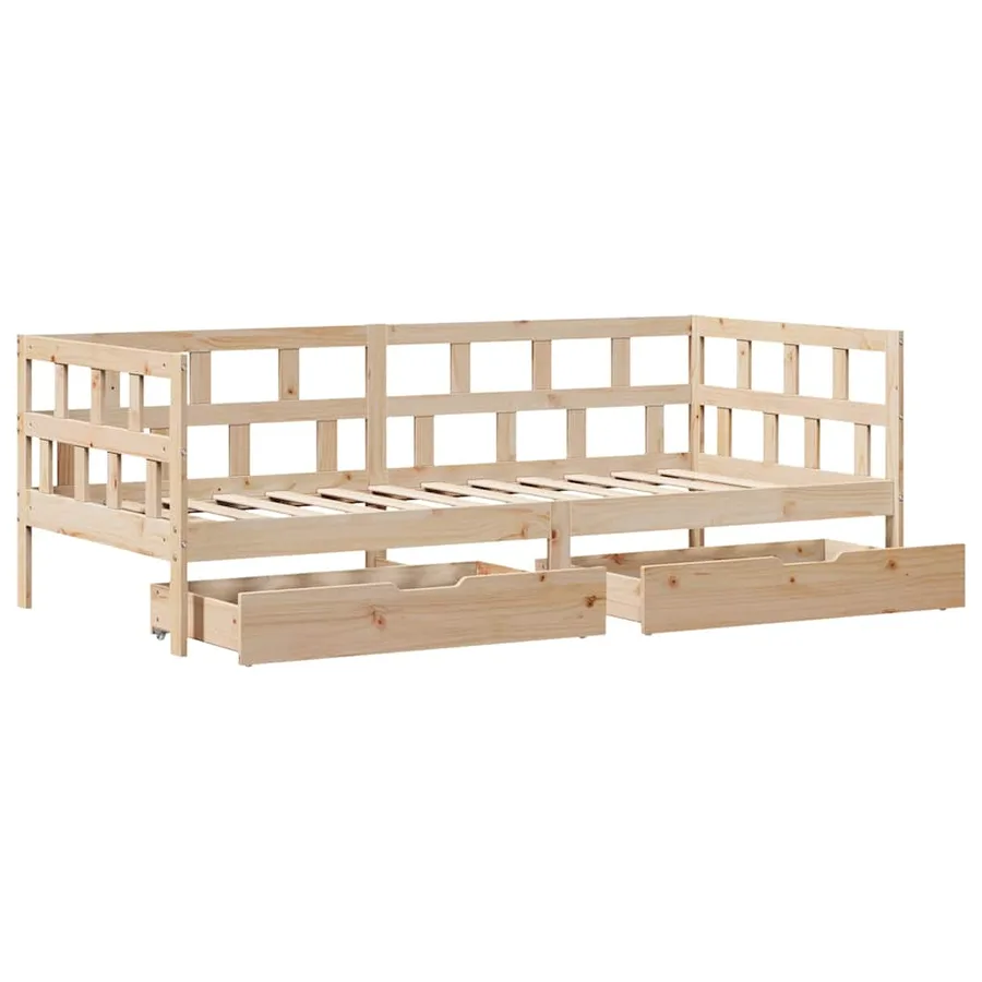 Lit de jour avec tiroirs sans matelas 80x200 cm bois massif - 9