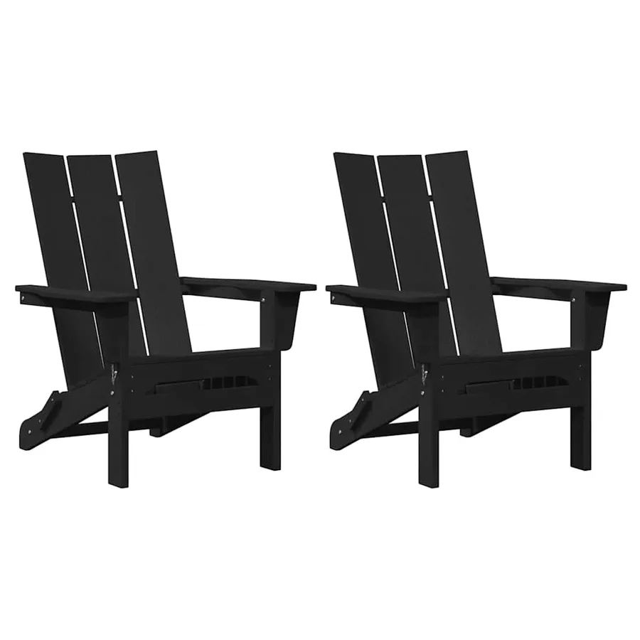Chaise de jardin 2 pcs Noir 80.5 x 74.5 x 92 cm Polyéthylène - 2