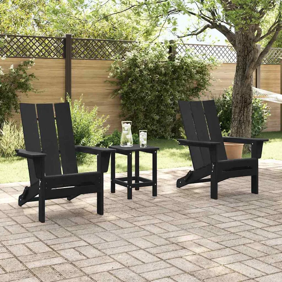 Chaise de jardin 2 pcs Noir 80.5 x 74.5 x 92 cm Polyéthylène - 3