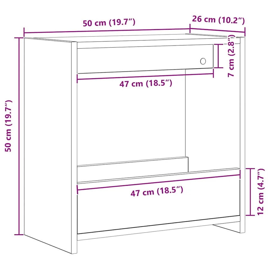 Table d'appoint Chêne noir 50 x 26 x 50 cm Bois d'ingénierie - 8
