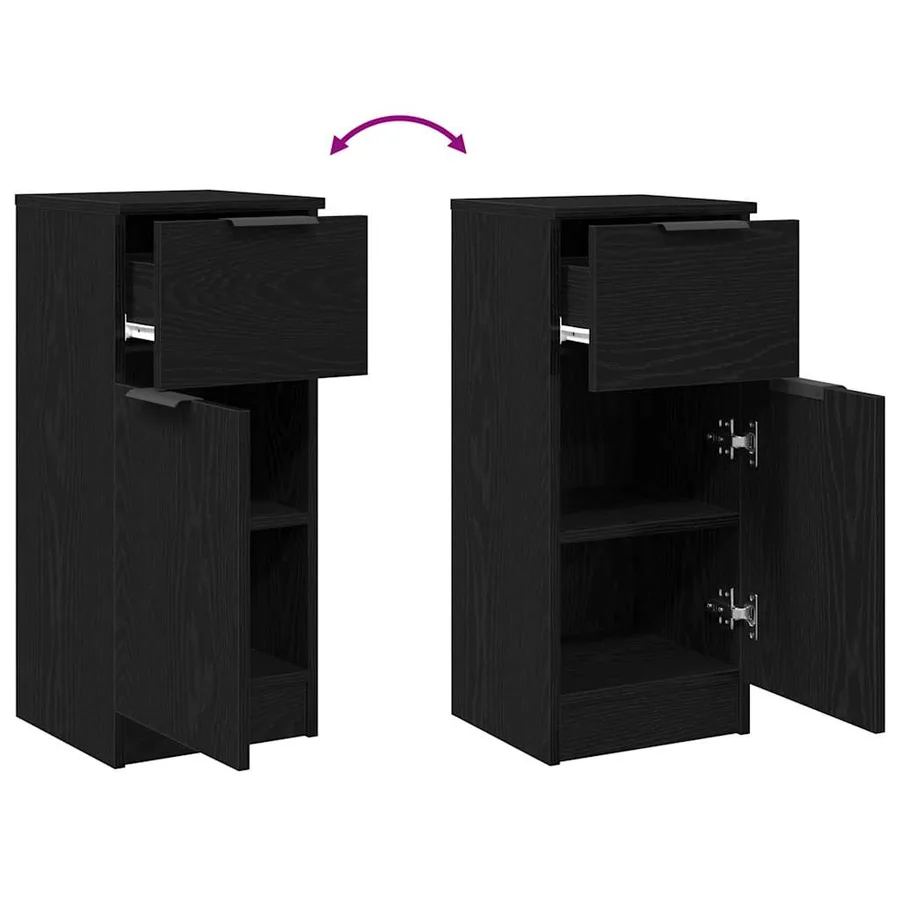 Buffet avec tiroir Chêne noir 30 x 30 x 70 cm Bois d'ingénierie - 11