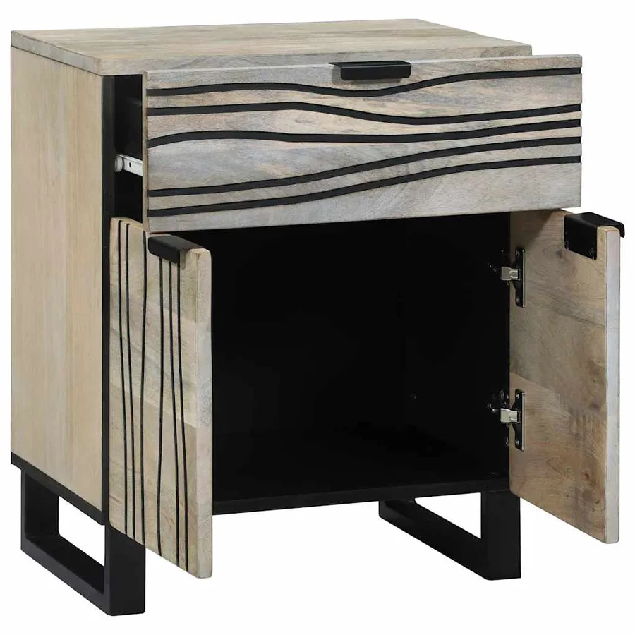 Table de chevet Blanc 50 x 33 x 60 cm Bois d'ingénierie - 2