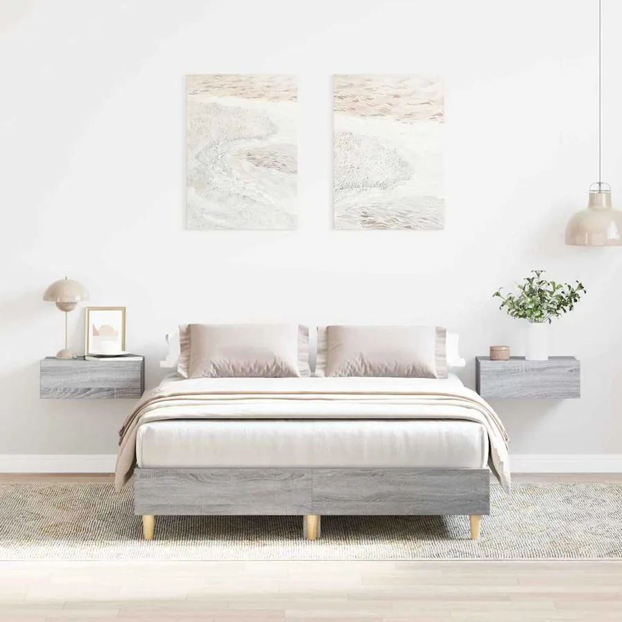 Cadre de lit Gris Sonoma 193 x 123 x 25 cm Bois d'ingénierie