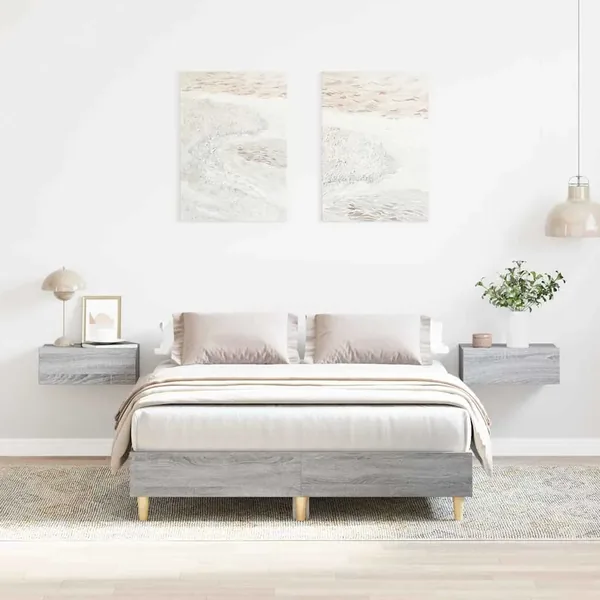 Cadre de lit Gris Sonoma 193 x 123 x 25 cm Bois d'ingénierie