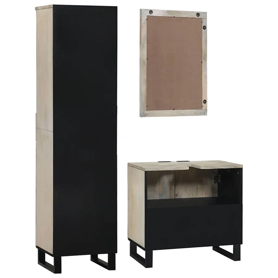 Ensemble de mobilier de salle de bain avec tiroir 3 pcs Blanc - 7