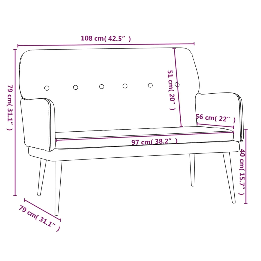 Banc Gris clair 108x79x79 cm Velours - 8