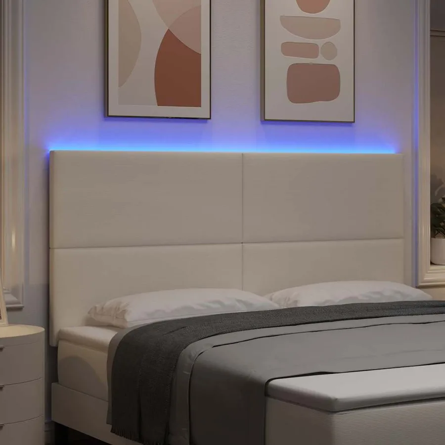 Tête de lit LED Crème 180 cm Tissu en velours côtelé - 4