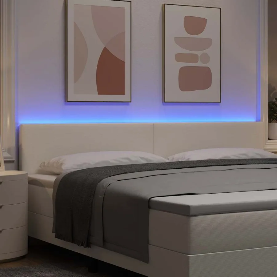 Tête de lit LED Crème 200 cm Tissu en velours côtelé - 4