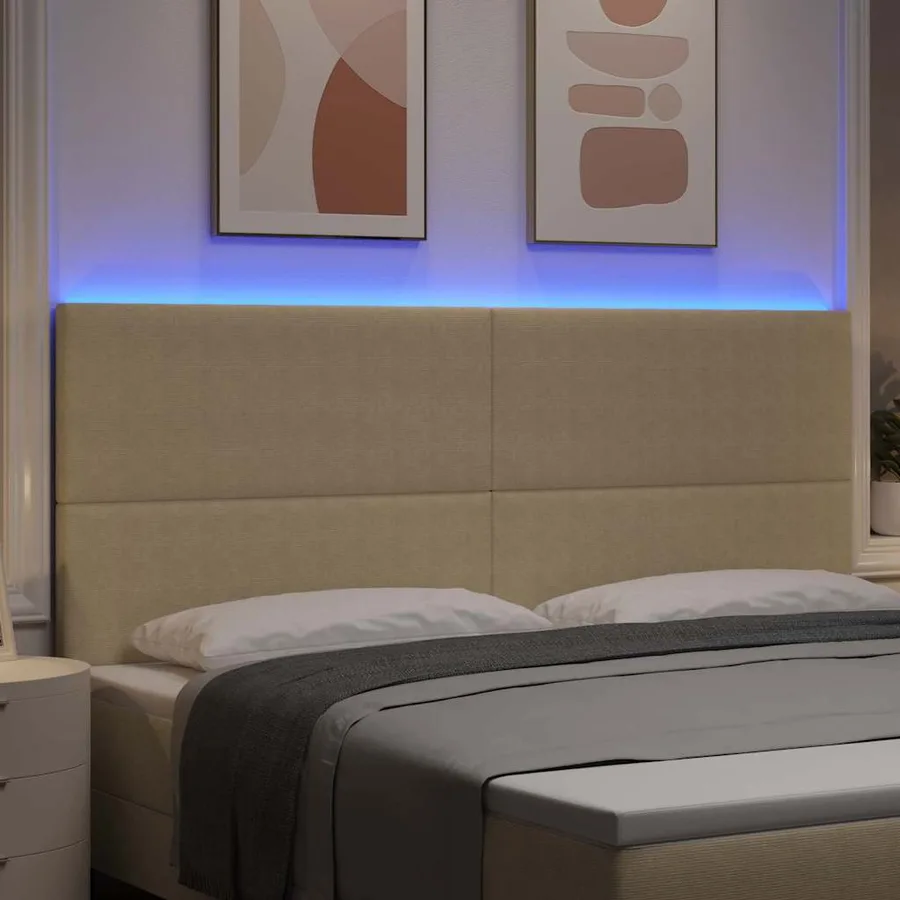 Tête de lit LED Vert gris 200 cm Tissu en velours côtelé - 4