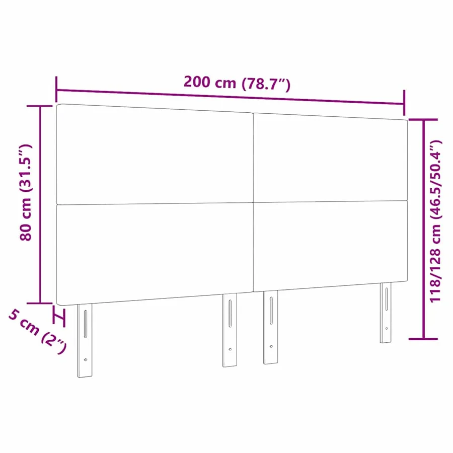 Tête de lit LED Vert gris 200 cm Tissu en velours côtelé - 8