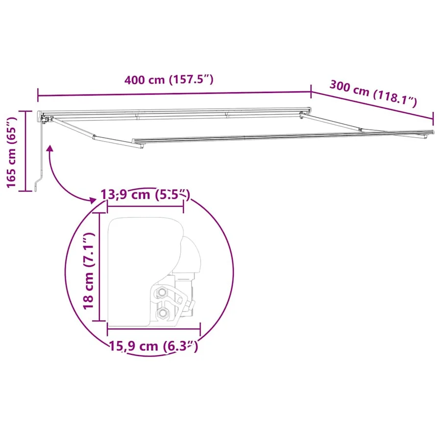 Cadre d'auvent Vert et blanc 400 × 300 cm - 12