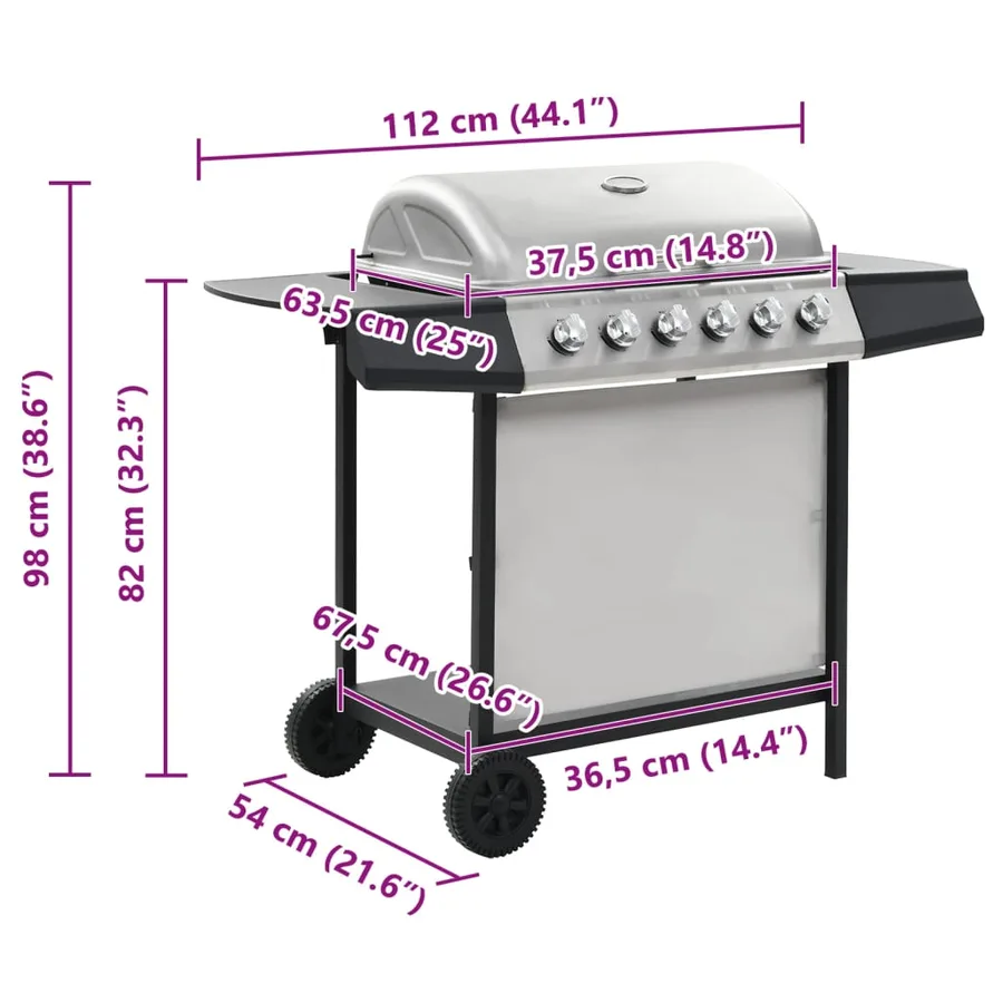 Barbecue au gaz avec 6 zones de cuisson Inox Argenté - 11