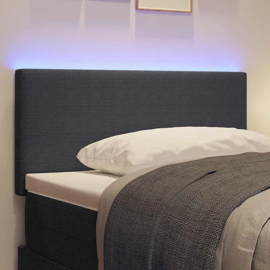 Tête de lit LED Gris foncé 90 cm Tissu en velours côtelé - 4