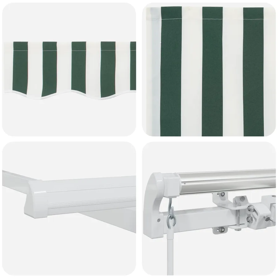 Auvent rétractable Vert et blanc 400 × 300 cm - 4