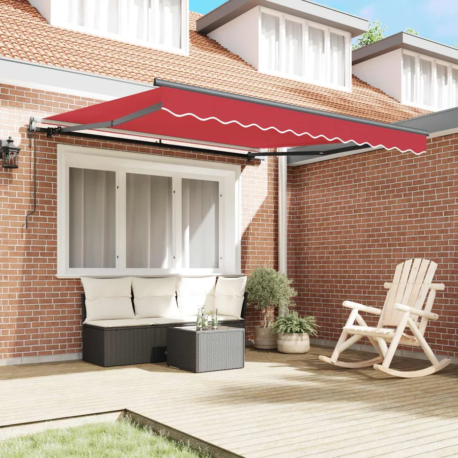 Auvent rétractable Rouge 300 x 250 cm Tissu et Aluminium - 3