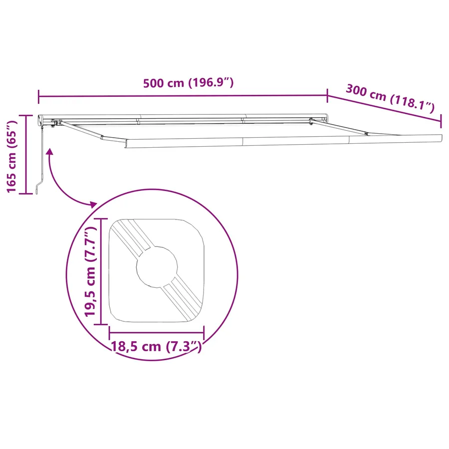 Auvent rétractable Vert et blanc 500 × 300 cm - 12