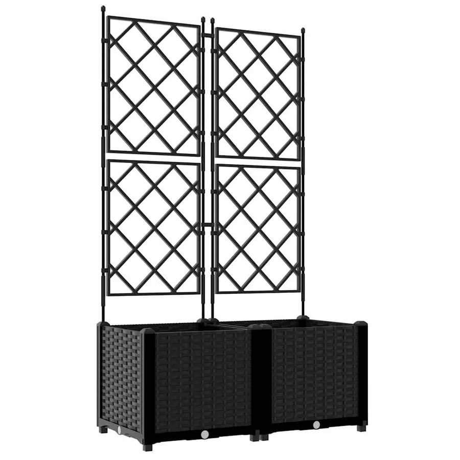 Cache-pot de jardin 2 pc Noir 80 x 40 x 143 cm PP - 2