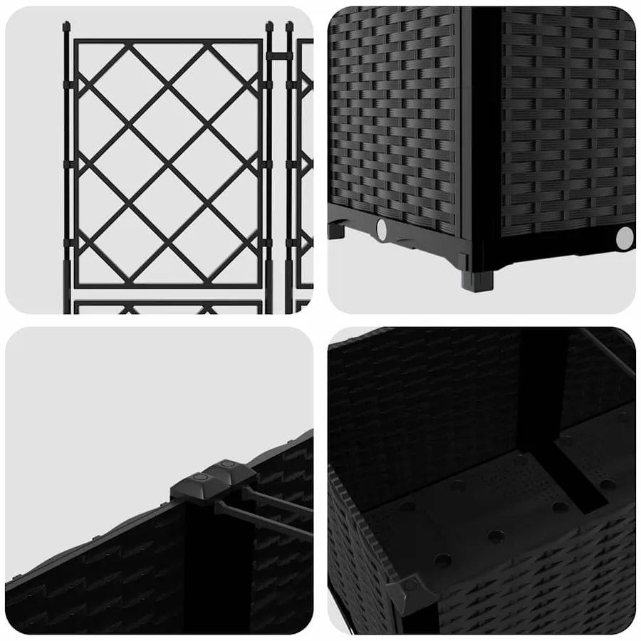 Cache-pot de jardin 2 pc Noir 80 x 40 x 143 cm PP - 8