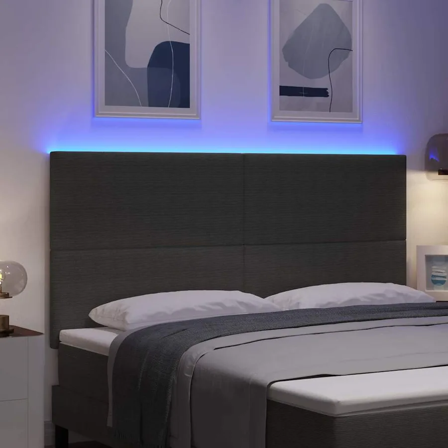 Tête de lit LED Gris clair 180 cm Tissu en velours côtelé - 4