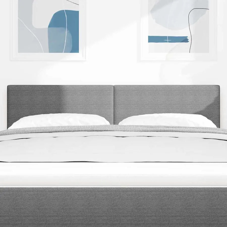 Tête de lit Gris clair 144 cm Tissu en velours côtelé - 3