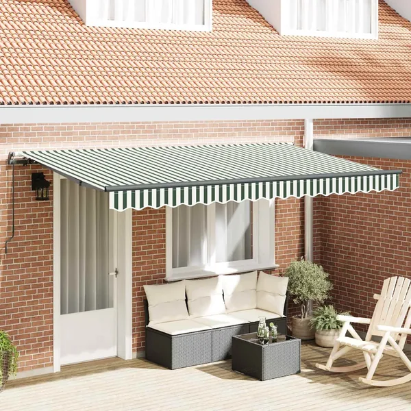 Auvent Rétractable Vert 400 x 200 cm tissu