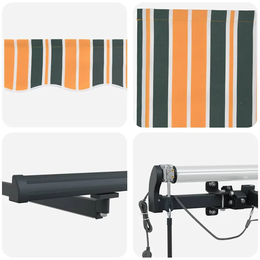 Auvent rétractable Vert et jaune 400 × 300 cm Polyester - 8