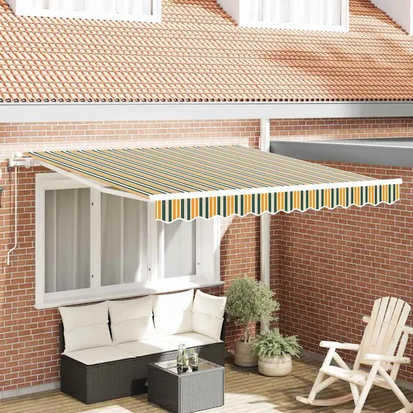 Auvent rétractable Vert et jaune 350 x 250 cm