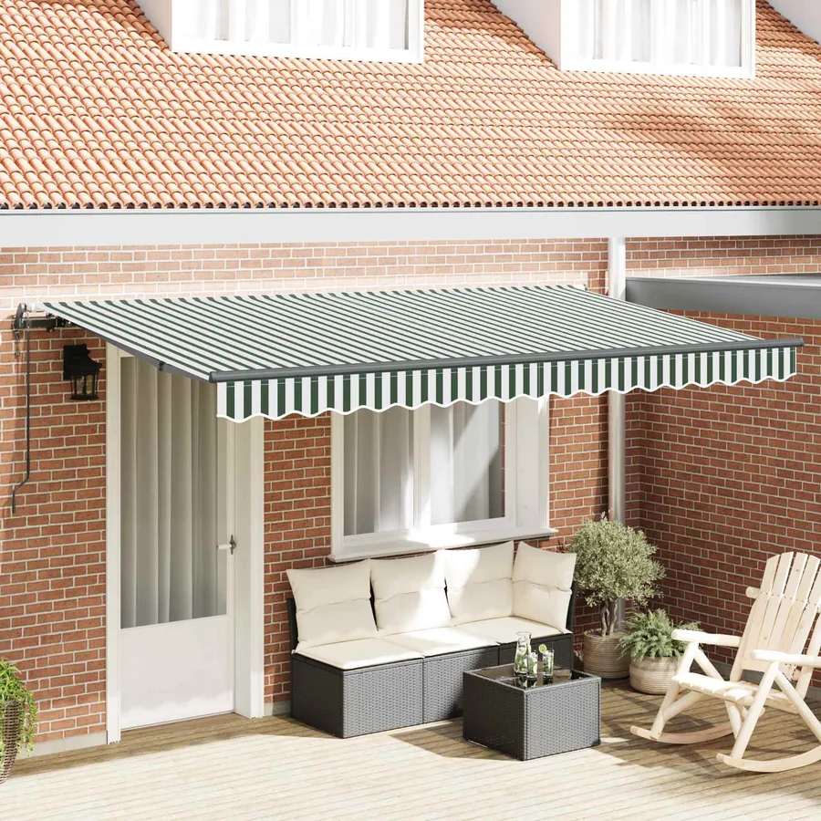 Auvent Rétractable Vert 400 x 200 cm tissu