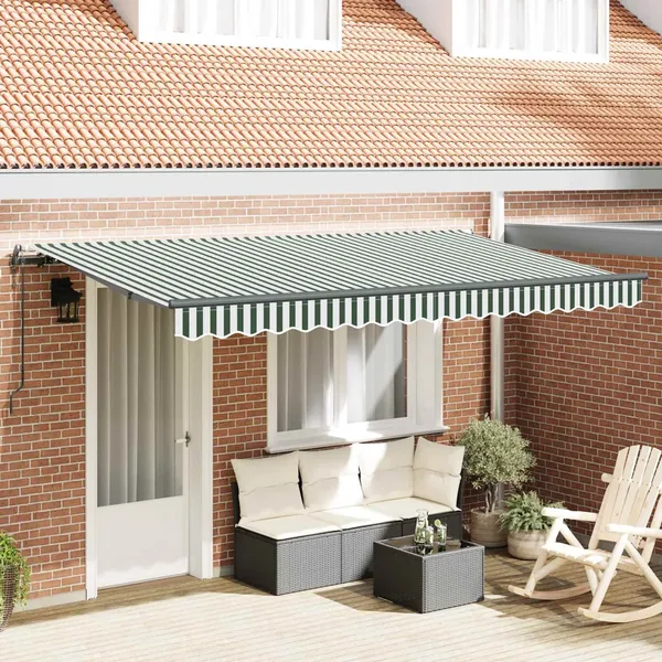 Auvent Rétractable Vert 400 x 200 cm tissu