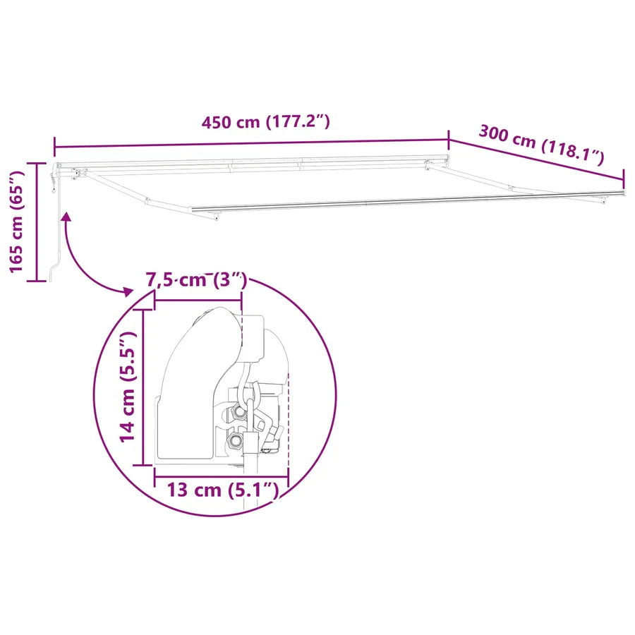Auvent rétractable Vert et blanc 450 × 300 cm - 13