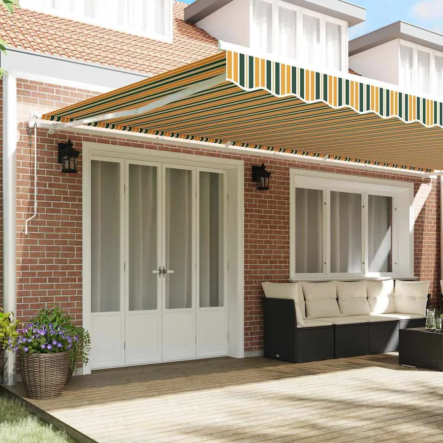 Auvent rétractable Vert et jaune 600 × 300 cm - 3
