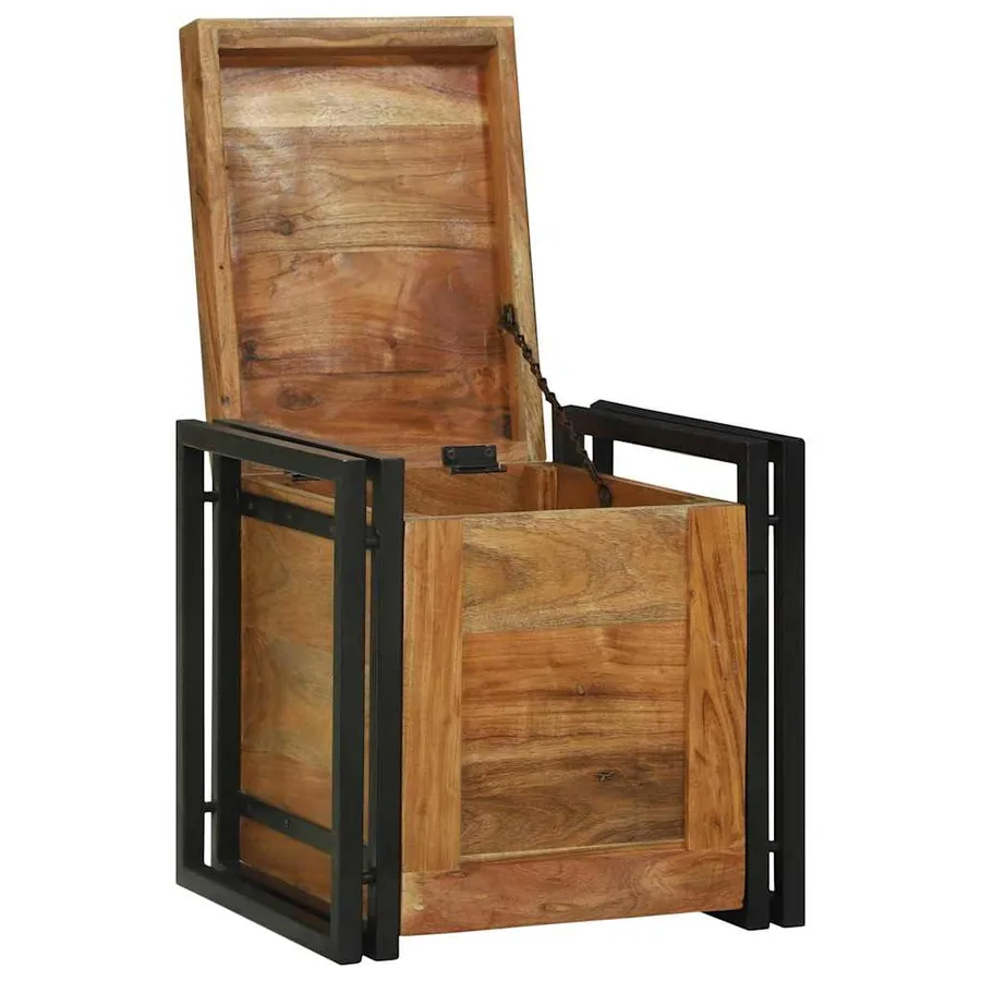 Boîte de rangement 40 x 40 x 40 cm Bois d'Acacia Massif - 2