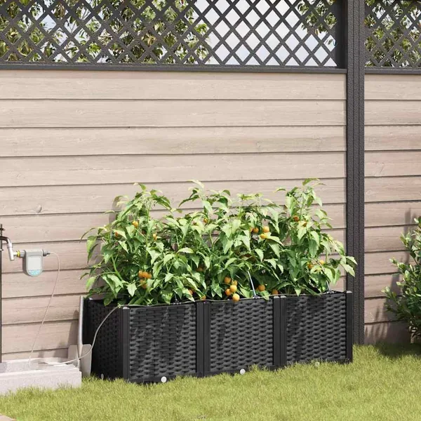 Cache-pot de jardin 3 pc Noir 120 x 40 x 37,5 cm PP