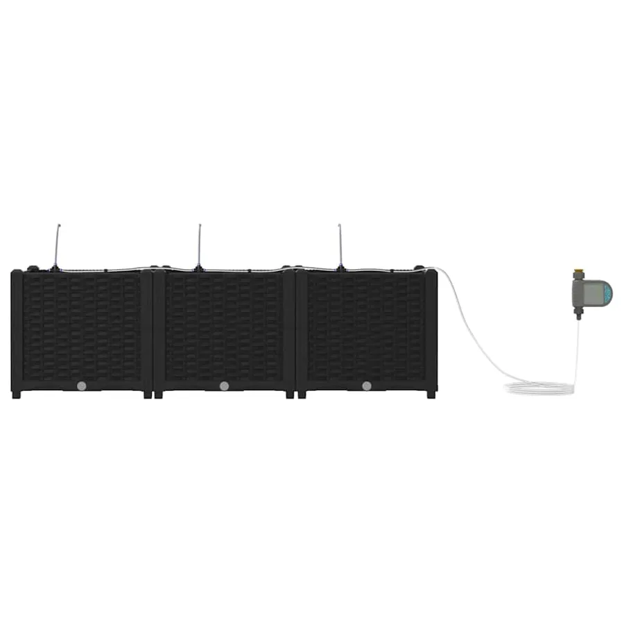 Cache-pot de jardin 3 pc Noir 120 x 40 x 37,5 cm PP - 6
