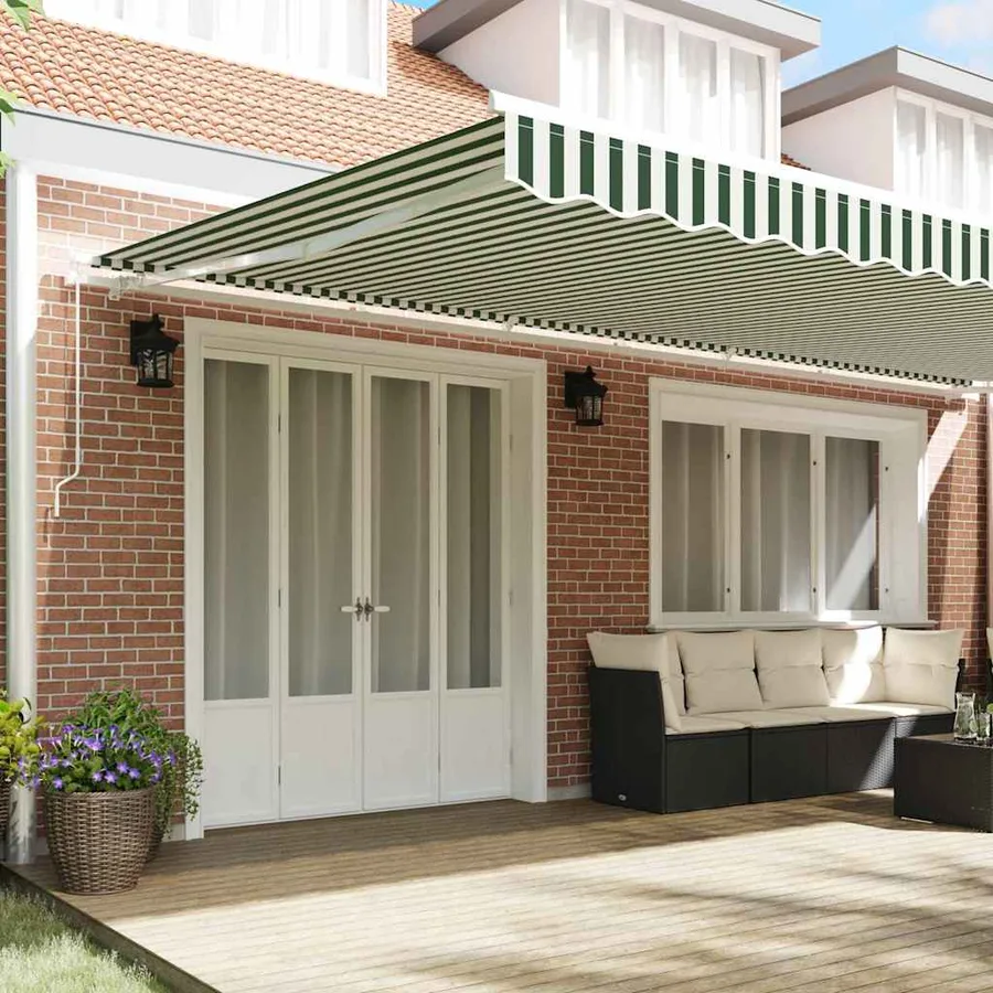 Auvent rétractable Vert et blanc 600 × 300 cm - 3