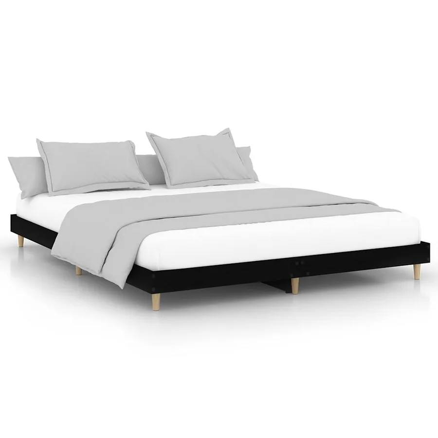 Cadre de lit sans matelas noir 120x200 cm - 2