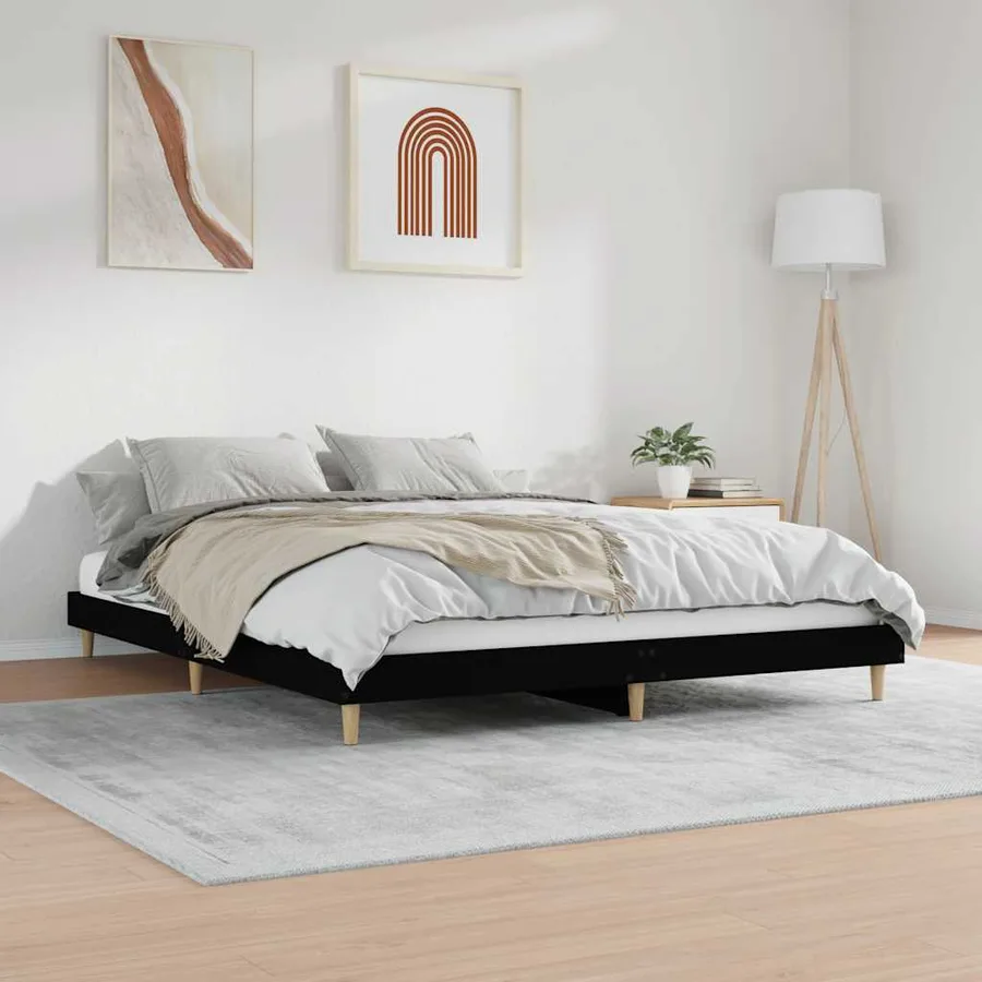 Cadre de lit sans matelas noir 120x200 cm - 4