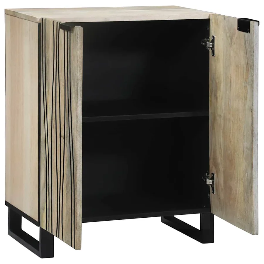 Buffet Blanc 60 x 33,5 x 75 cm Bois de mangue massif - 2