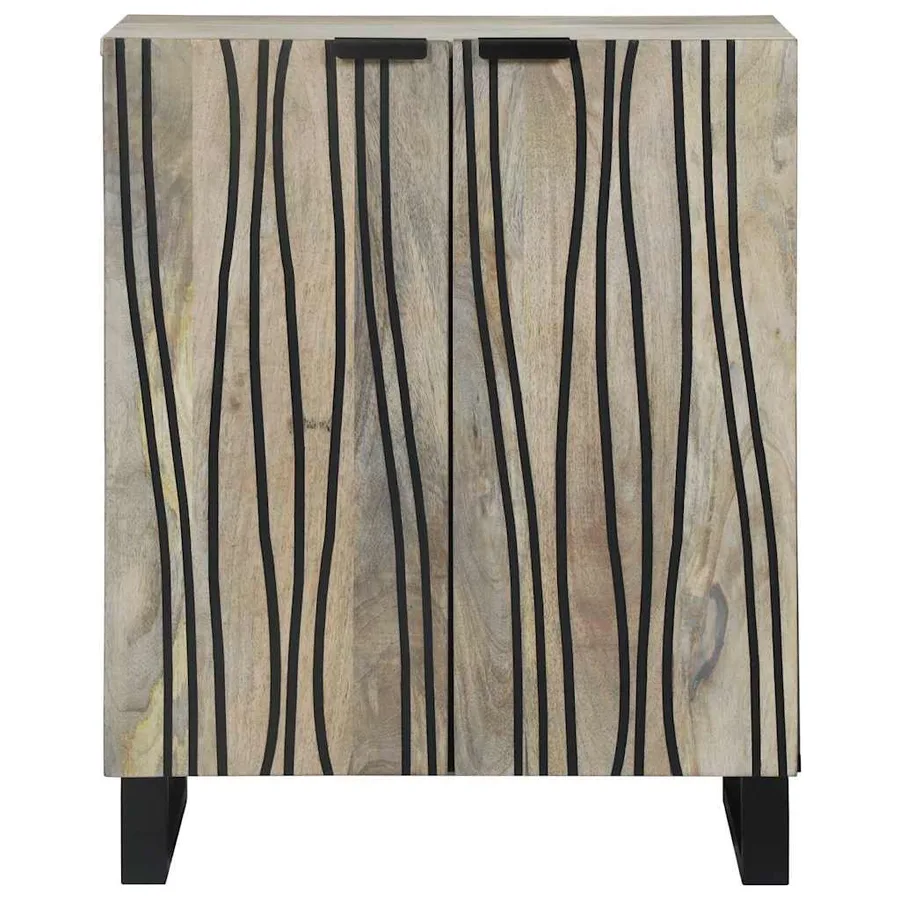 Buffet Blanc 60 x 33,5 x 75 cm Bois de mangue massif - 3