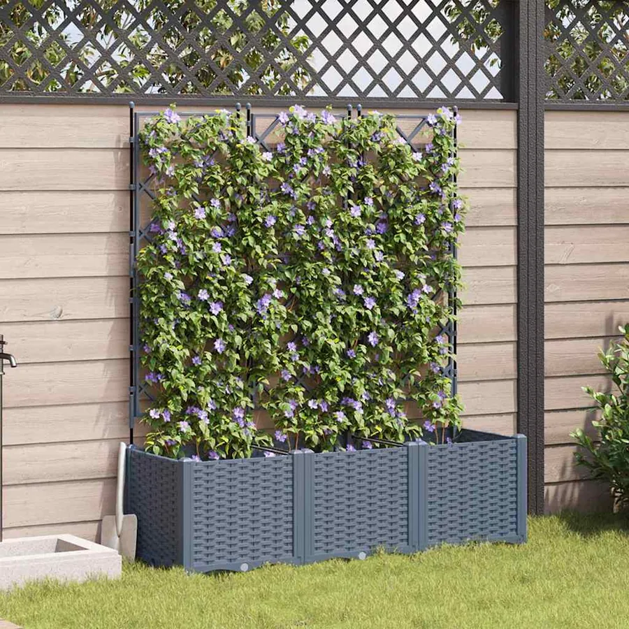 Cache-pot de jardin 3 pc Gris clair 120 x 40 x 143 cm PP