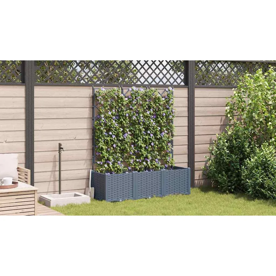 Cache-pot de jardin 3 pc Gris clair 120 x 40 x 143 cm PP - 4