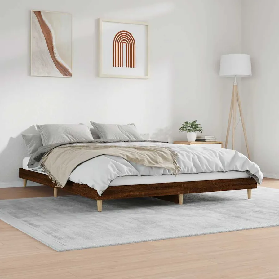 Cadre de lit sans matelas chêne marron 120x200 cm - 4