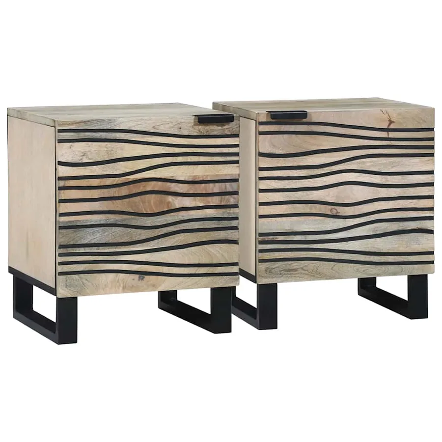 Table de chevet 2 pcs Blanc 40 x 33 x 46 cm Bois d'ingénierie