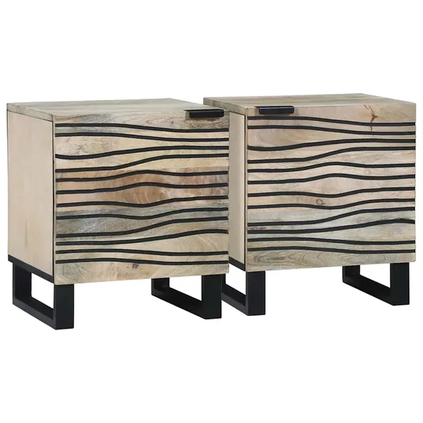 Table de chevet 2 pcs Blanc 40 x 33 x 46 cm Bois d'ingénierie