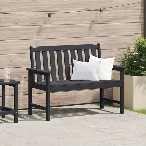 Banc de jardin Noir 120 x 59 x 88 cm HDPE