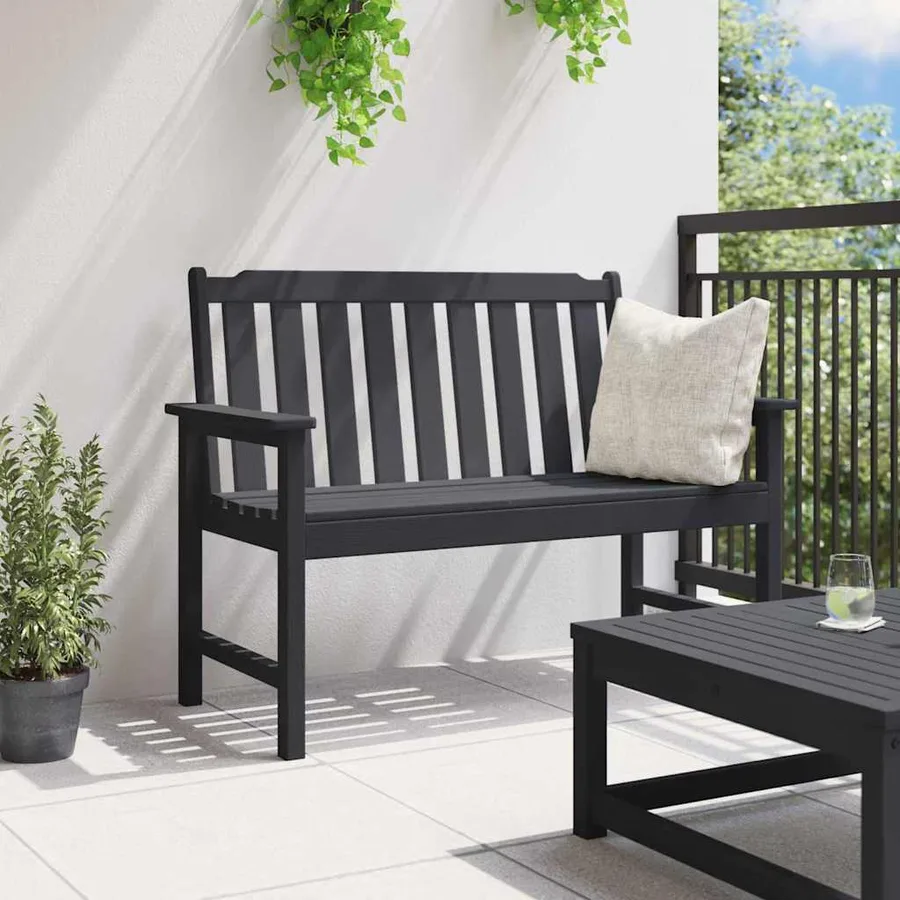 Banc de jardin Noir 120 x 59 x 88 cm HDPE - 4