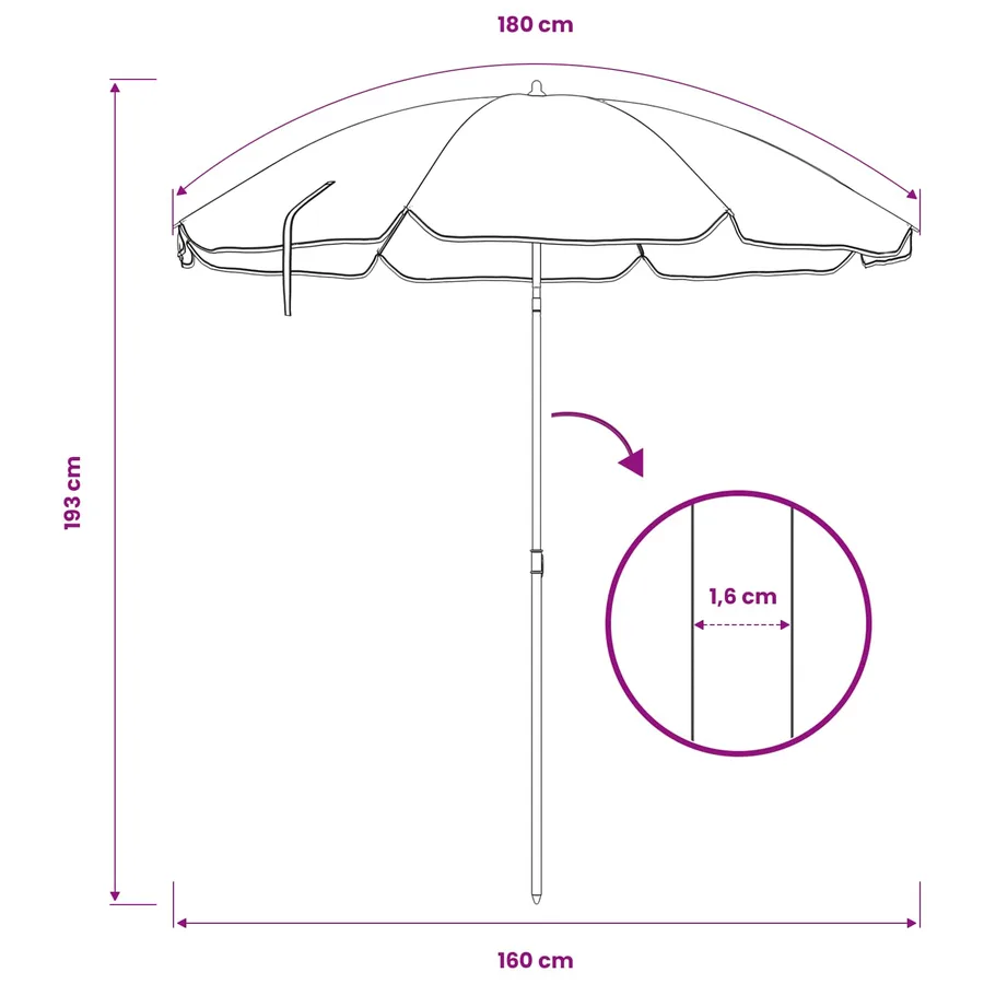 Parasol de jardin polyester 170T Vert - 8